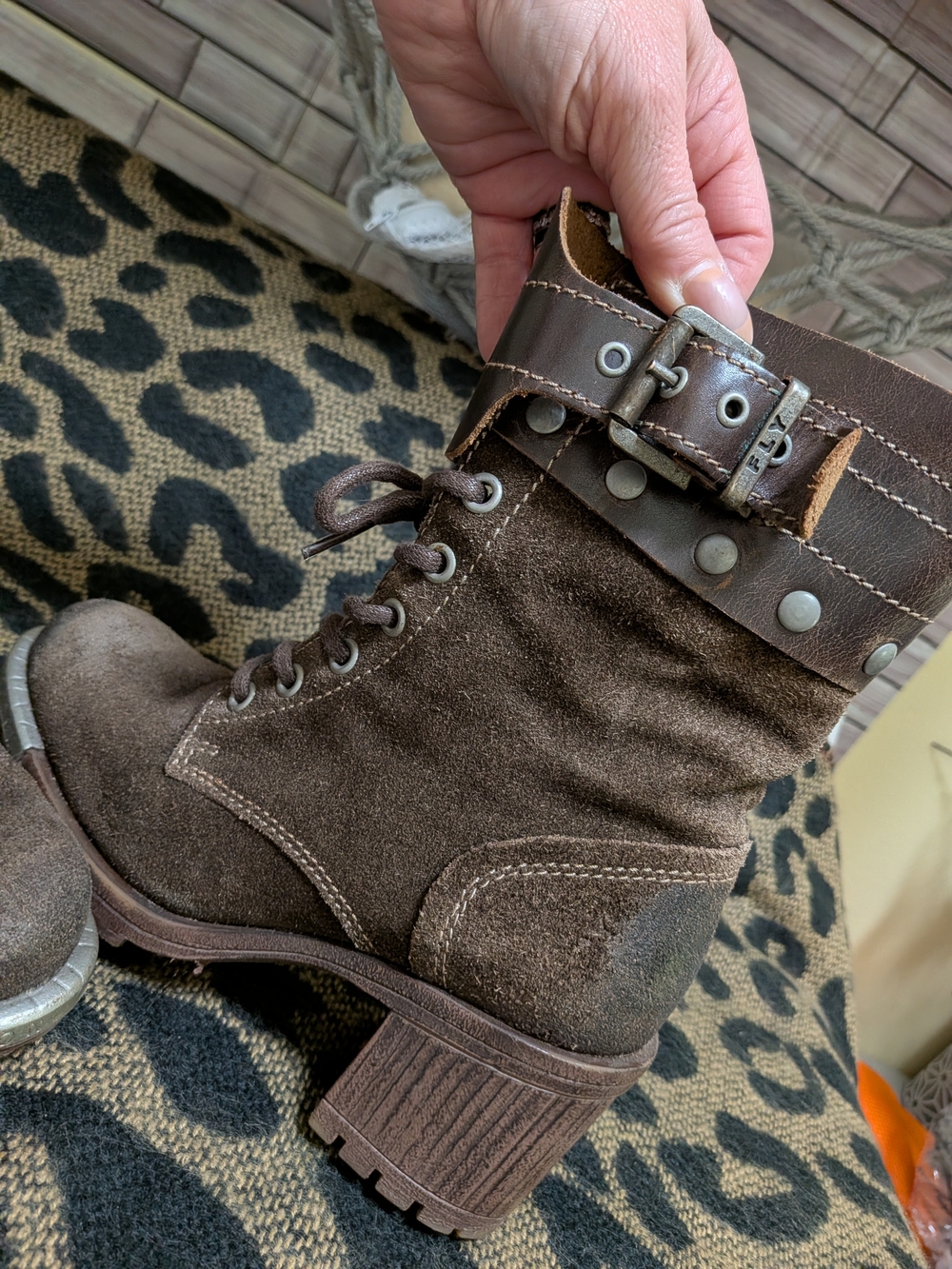 Fly London Brown Suede Women's Lace-Up Ankle Boots with Buckle